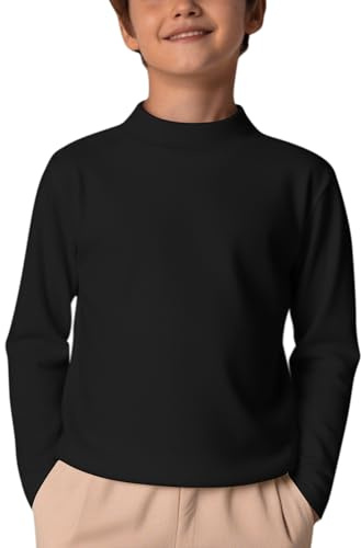 Arshiner sous-vêtements pour Enfants Haut Thermique Garçons Thermal T-Shirt à Manches Longues Hauts Classiques sous-vêtements Slim Fit Hauts Pulls à col Montant décontractés 5-12 Ans