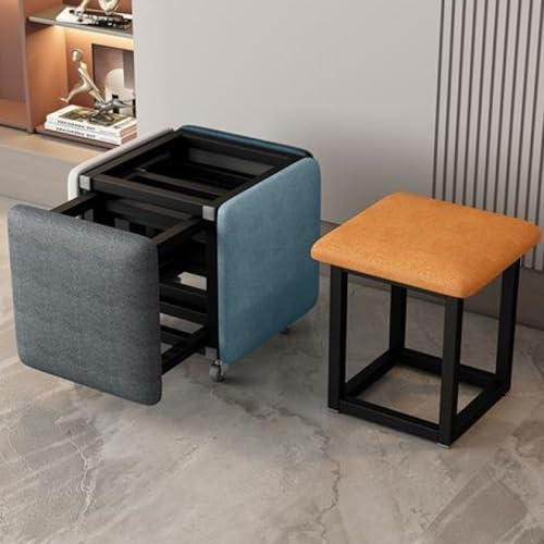 XCNSHIDY Sgabello 5 in 1, impilabile, per interni, salvaspazio, elegante e multifunzione (A,45 x 45 cm)