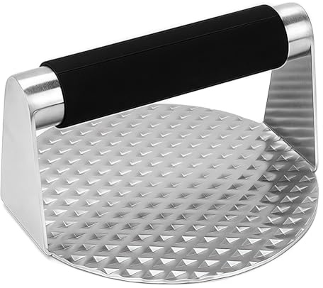 Presse à viande ronde robuste avec poignée ergonomique - Passe au lave-vaisselle - Pour galettes et filets uniformes - Passe au lave-vaisselle