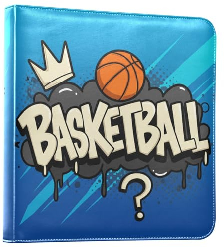 Reiacy Grand album photo autocollant – Art King Basketball Ball DIY Livre de souvenirs en cuir – Classeur à anneaux rechargeable avec 20 feuilles pouvant contenir des photos de 15,2 x 10,2 cm, 17,8 x