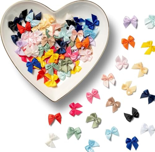 MORSUNBELA Lazos de Regalo, 100 Piezas Mini Lazos Decoración, Nudos de Regalos, Decoración de Regalo, para Navidad, Corona y Decoración de Bodas (Multicolor)