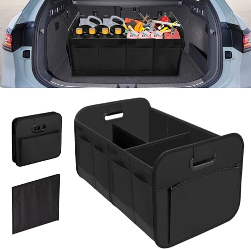 Hojalis Organizador Maletero Coche, Bolsa Plegable Para Maletero con Velcro Antideslizante & Bolsillos, Base Antideslizante, Caja Maletero Coche, Caja Para Guardar El Coche para Almacenaje Interior