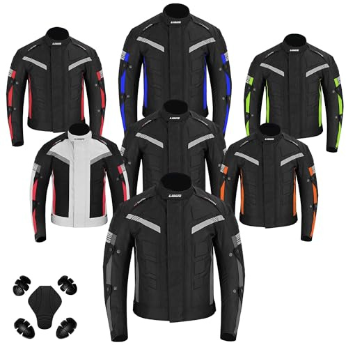 Lima BikerWear Men’s Motorcycle Jacket 4 Season Cordura Textile Biker Jacket Waterproof Windproof with CE Armor, Air Vents & Removable Thermal Liner (UK, Alpha, XL, Regular, Regular, Red)