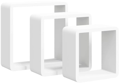 Yisssmeng Lot de 3 Étagères Murales Cube en MDF Blanc Mat