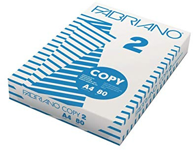 Fabriano Carta per Fotocopie Copy 2, Formato A4, 80 gr, Confezione da 5 risme da 500 Fogli
