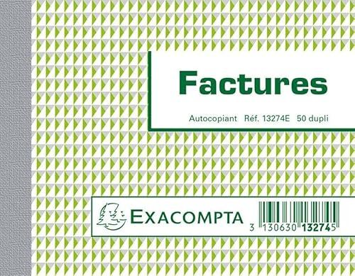 Exacompta - Ref. 13274SE - kartong med 40 stycken fakturor - under film - 50 numrerade ark och självkopierande blad - duplikat (1 original + 1 kopia) - format 105 x 135 mm - tillverkad i Frankrike