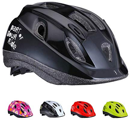 BBB Cycling Youth Bike Helmet for Kids 1,5-6 years Boys and Girls Mountainbike and Road Cycling Skateboard Inline Skating Scooter Glossy Black S 48-54 cm Boogy BHE-37