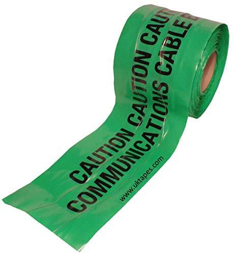 UK Tapes CAUTION COMMUNICATIONS CABLE BELOW detection tape - WAVEYWIRE - underground detectable warning tape with twin tracer wires (150mm x 100M)