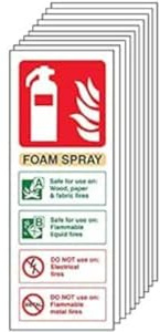 VSafety - Extintor de espuma para identificación en spray (75 x 200 mm, 10 unidades)
