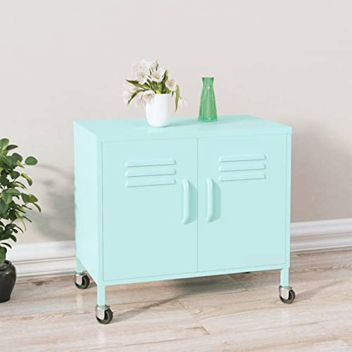 Gecheer förvaringsskåp förvaringsskåp multifunktionskåp metallskåp arkivskåp kontorsskåp universalskåp materialskåp skåp, med 4 hjul, mintgrön 60 x 35 x 56 cm stål