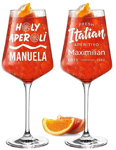 polar-effekt Leonardo Puccini - Juego de 2 vasos para aperitivos (560 ml, apto para lavavajillas, con grabado, regalo para el día de la madre, día del padre y cumpleaños)