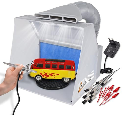 Airbrush Absauganlage für Farbnebel Hobby 2, mit LED, Filter - für Airbrush Kompressor Set, Airbrush Pistole SPRÜHDOSE SPRAYDOSE, FARBENSPRAY FARBENSET Spray Booth
