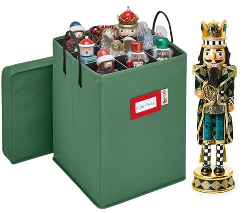 Christmas Nutcracker Collectible Storage Box - Stores Up to 16 Tall Nutcrackers, Ornaments & More - Holiday Decor Organizer with Adjustable Dividers