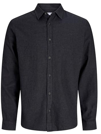 JACK & JONES flanellskjorta för män komfort passform flanellskjorta | Ekologisk bomull | hållbart materialval | normal passform | knappslå | enfärgad | andas | avslappnad stil