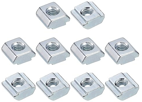 sourcing map t Nuts, 25pcs - Galvanized Carbon Steel t Slot Bolts, 2020 Series M4 Hammer Head Fastener, Sliding t Nuts for Aluminum Extrusion Profile (Silver)
