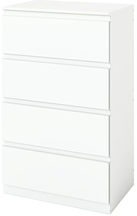 Liink1Ga Cómoda Blanca Dormitorio Ancho 60 cm Cómodas Blancas con 4 Cajones/Mesitas de Noche Cajoneras Blancas Comoda y Aparador para Oficina Salón Dormitorio Pasillo Muebles/60x40x98CM