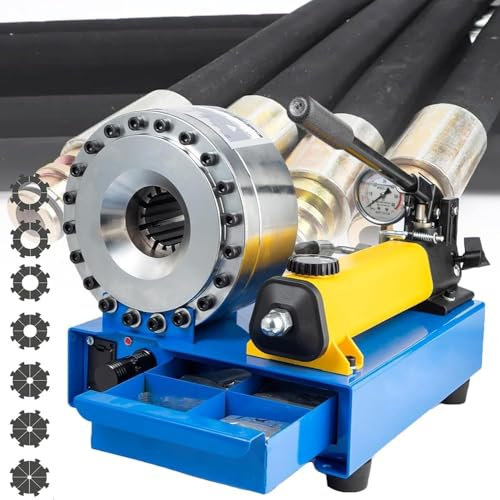 Macchina crimpatrice per Tubi Flessibili Idraulici, pressa crimpatrice Portatile per Tubi Flessibili con 7 Set di matrici - Strumento per crimpatura,N