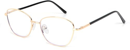MMOWW Gafas de lectura Ojo de Gato Ayuda de lectura Ultraligeras Para Mujeres y Hombres, con Bisagra de Resorte Anteojos Computadora (Dorado, +3.5)