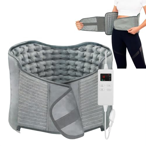 Heat Pads for Back Pain Relief Upgraded Electric Heating Pad with Adjustable Waist Belt, 6 Temperature & 4 Timer, Ergonomic Design for Women & Men