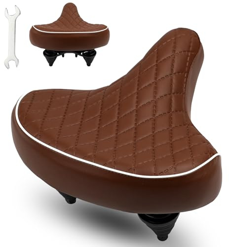 Selle de vélo confortable - Selle de ville de qualité supérieure avec cuir PU, mousse à mémoire de forme et outils - Pour vélo de ville, vélo de trekking, VTT, vélo femme, cruiser et vélo rétro