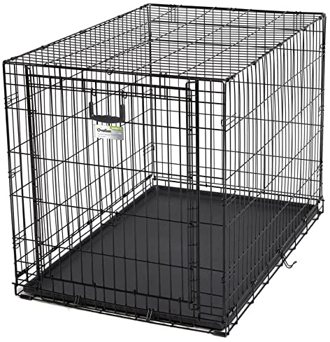 MidWest Homes for Pets - Jaula Large Ovation patentada de 106 cm para perros, de una puerta, plegable para ahorrar espacio, bandeja antifugas, panel divisor, color negro