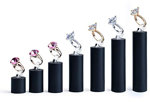 Oirlv 7pcs/Lot - Soporte Para ExhibicióN De Anillas, AcríLico, Color Negro