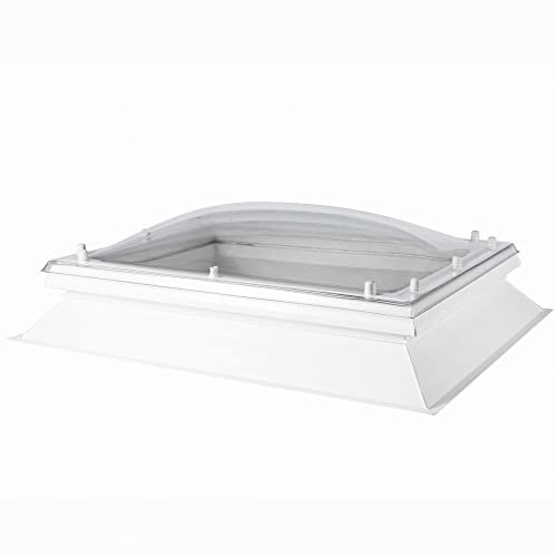 Coxdome Skylight Window - Triple Glazing Polycarbonate Rooflight Dome & Kerb for Flat Roof. Manual-Opening Roof Light Great for House Extension or Office Room (600x600mm, Diffused)