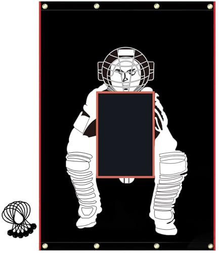 SUPVETION Baseball Backstop mit Schlagzone Heavy Duty Vinyl Baseball Batting Cage Backstop mit Catcher Image Baseball Softball Pitcher Trainingsgeräte Hilfe für Schlagen Schlagen Pitching (1.5x1.8 m)