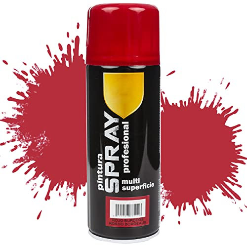 Etrexonline Pintura Spray Multicolor Profesional 400ml Adecuado Metal Madera y Plástico - Color Rojo Burdeos (Paquete de 1)