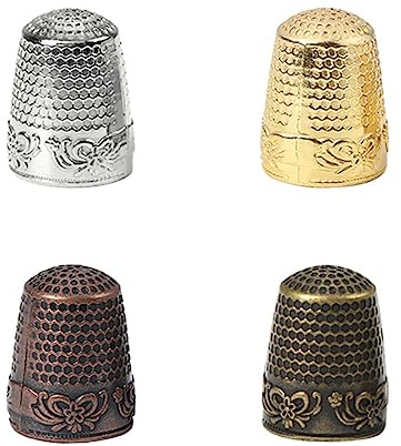 PLABBDPL Fingerschutz 4PcsNähfingerhut Metall Fingerspitze Fingerhut Nähen Quilten Handwerk DIY Nähwerkzeug für Handnähen Handarbeiten Stickerei Silber