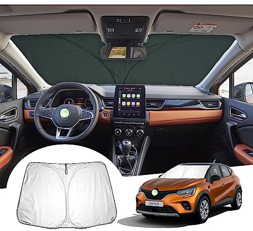 [Update] GAFAT Compatible con Renault Captur 2 1 2013-2025 2026 Parasol Lunas Delanteras, Captur Accesorios Parabrisas Interior, Protector Solar, Refrigeración, Protección UV, UPF 50+