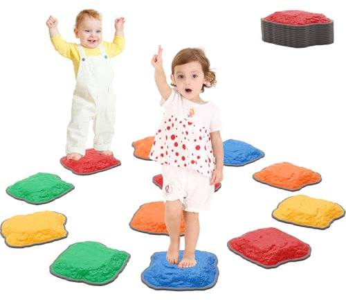 12PCS Balance Stepping Stones Kids Sensory,Non Slip Stepping Stones Toddler,Kids Obstacle Course,Stacking Indoor Play Balance Toys,Outdoor Activity Equipment,Special Needs Developmental Girls Boys