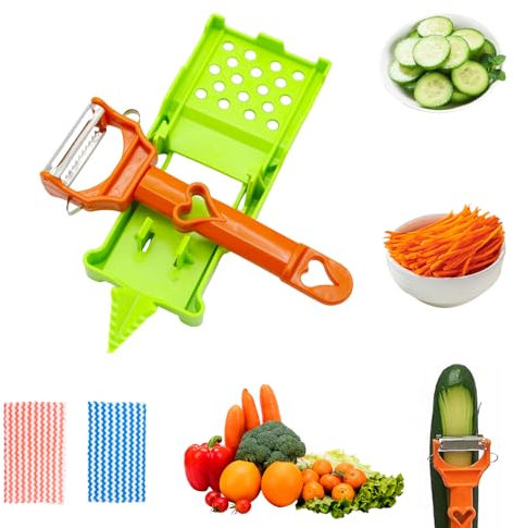 Multifunctional Kitchenware Julienne Peeler Set, 2025 New Upgrade Pelador Multifuncional 2-en-1, Vegetable Cutter and Parer Kitchen Gadgets for Potato Fruit Orange Lemon Squeezer Spiral Potato