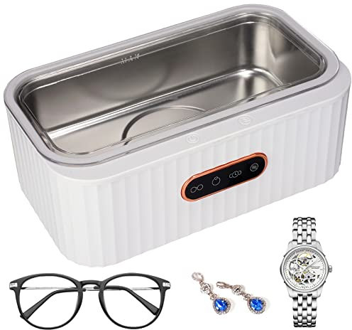 Nettoyeur Ultrasons, Nettoyeur Ultrasons Lunettes 45 kHz avec 4 Modes, 400ml Ultrasonic Cleaner, Acier Inoxydable Nettoyant Ultrason Bijoux pour Lunettes, bagues, Montres,Montres, Dentier