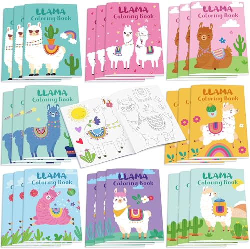 Funrous 24 Set Llama Coloring Books Llama Party Favors Bulk DIY Color Your Own Alpaca Crafts Paper Birthday Decorations for Home Activities Mexican Fiesta Alpaca Peruvian Party Supplies
