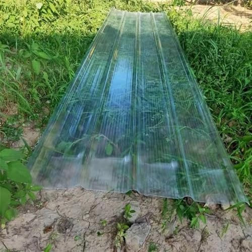 Corrugated Roof Panels, 1mm Thick FRP Skylight Panels, 3/4/6/8/10/13/15 Pieces Greenhouse Roof Cladding Panels, UV and Impact Resistant, Flashing Panels for Canopy (0.9×1.1m/35×43in,4pcs)