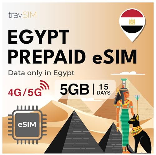 travSIM Ägypten eSIM | 5GB Mobile Daten | Hotspot verfügbar | Plan auf eSIM für Ägypten ist 15 Tage lang gültig