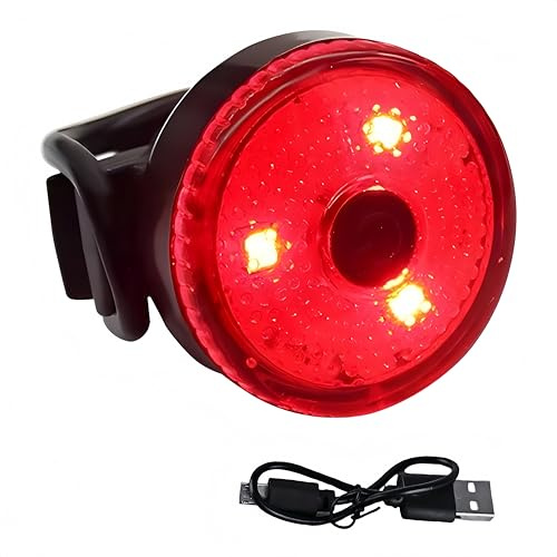 Bike Rear Light USB Rechargeable | IPX4 Waterproof Cycling Safety Certified | 3 Flash Modes for Enhanced Night Cycling Safety | Compact, Lightweight & Fits Helmets/Mountain Bikes