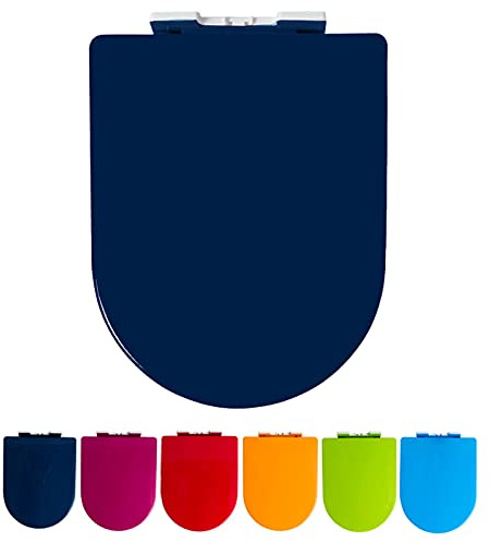 NSTVVEE Siège de Toilette Robuste à Fermeture Douce avec dégagement Rapide, Ajustement Universel réglable, Couvercle Amovible Facile à Nettoyer, Bleu Marine (Bleu Marine)