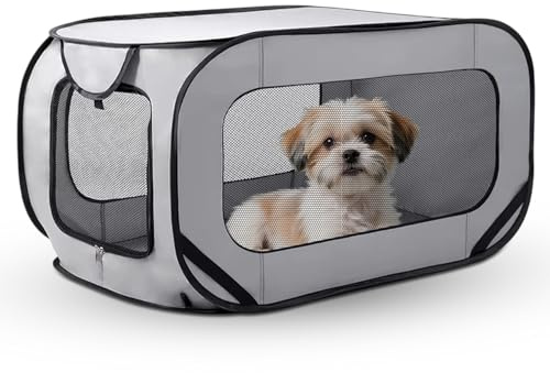 Caja de transporte plegable para perros, 94 x 53 x 53 cm, plegable, para gatos y perros de hasta 25 kg, para viajes y hogar, color gris