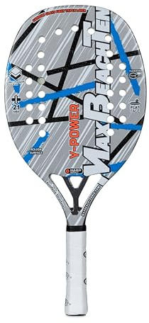 MBT Y-POWER, Racchetta Beach Tennis Fibra di Carbonio - Superficie ruvida - Eva High Power – Leggera e Bilanciata – Profilo 21 mm - Custodia inclusa