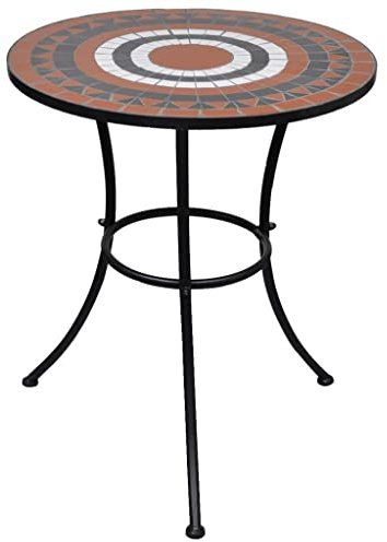 Genérico Mesa de Bistro terraza Mosaico Terracota y Blanco 60 cm,Mobiliario,Muebles de jardín,Mesas de jardín,41534