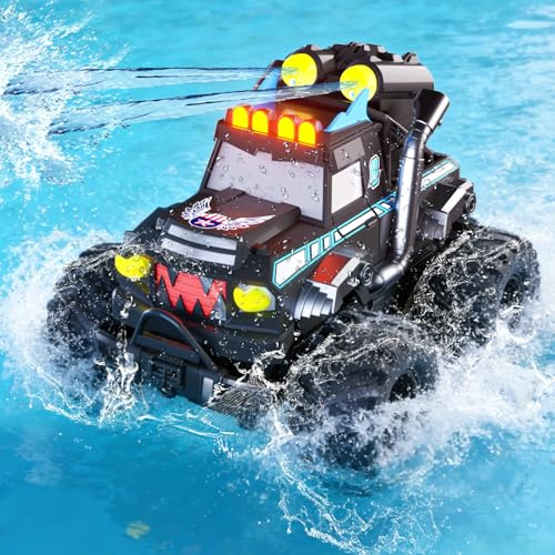 Monstertruck, fjärrstyrd monstertruck, fjärrstyrd med ljus, 360° rotation monsterlastbil, upprätt promenader, gå på huvudet, 1:16 2,4 GHz amfibiefordon, fjärrstyrd bil från 6 8 år