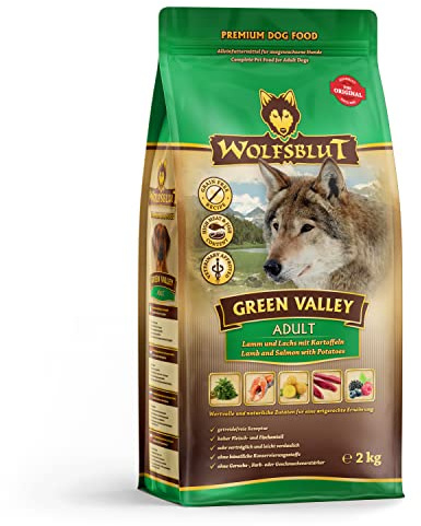 Wolfsblut - Green Valley - 2 kg - Agnello e salmone - Cibo secco - Cibo per cani - Senza cereali