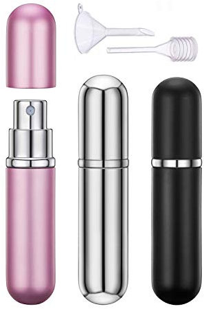 3pcs Vaporisateur Parfum Vide, Mini Portable Bouteille Atomiseur Pulvérisation Flacon de Parfum Rechargeable pour Homme & Femme avec Entonnoir et Pipette, 6ml