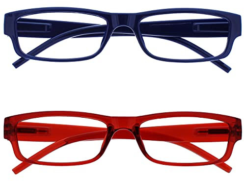 The Reading Glasses Company Die Lesebrille Unternehmen Dunkelblau Rot Leicht Leser Wert 2er-Pack Herren Damen RR32-3Z +3,00