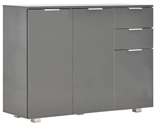 vidaXL Sideboard Hochglanz-Grau mit 2 Schubladen 3 Türen Kommode Anrichte Schrank Mehrzweckschrank Standschrank Beistellschrank 107x35x80,5cm