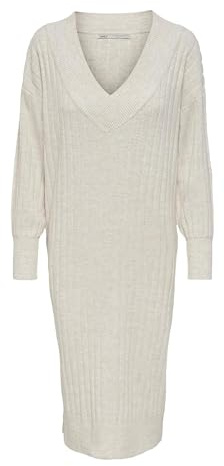 Only Onlnew Tessa L/S Midi Col en V KNT Robe Longue, Pumice Stone, S