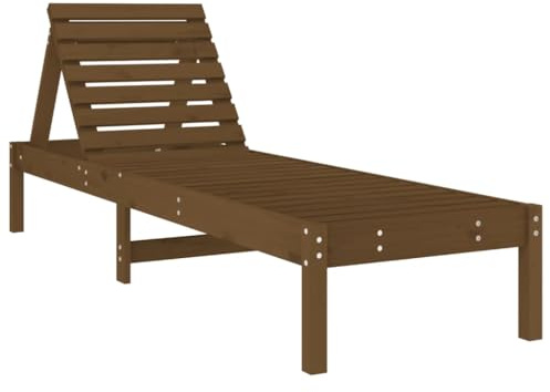 vidaXL Chaise Longue, Siège avec Dossier Réglable, Bain de Soleil, Transat de Jardin Terrasse Balcon, Scandinave, Marron Miel Bois Massif de Pin