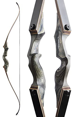 60 Schwarzer Jäger Original Recurve Bogen Set Amerikanischer Jagd-Langbogen Bogenschießen Holzbogen 20-60lbs Rechts/Linkshänder für Bogenschießen Jagd Schießen Praxis (Linke Hand grau, 40Ibs)